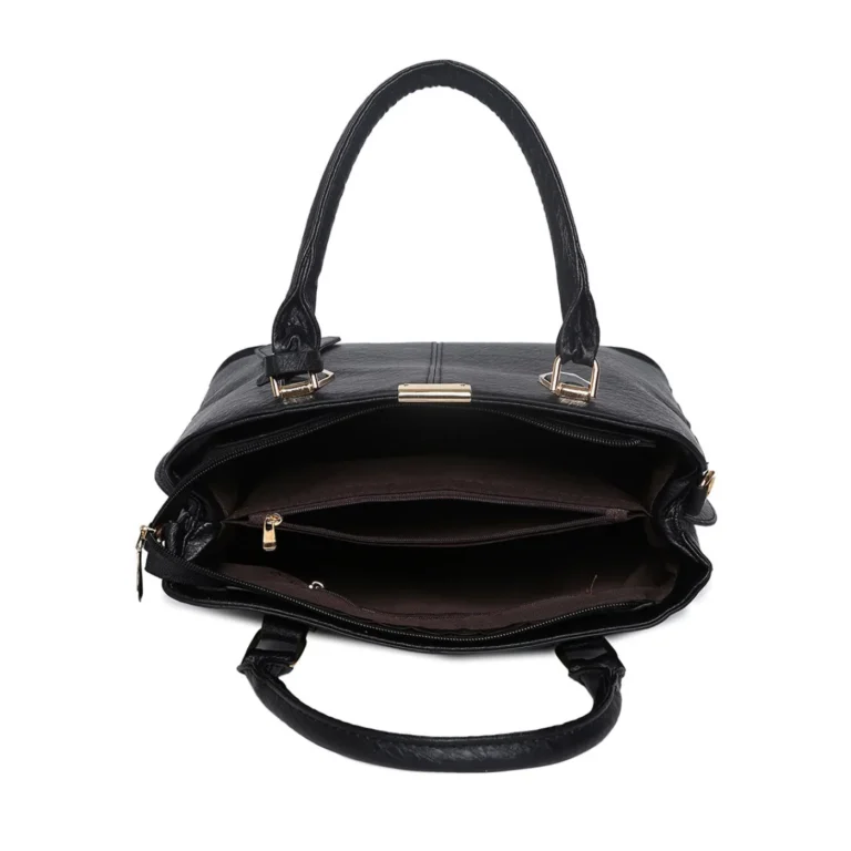 Women's Leather Handbag (Black) – Image 4