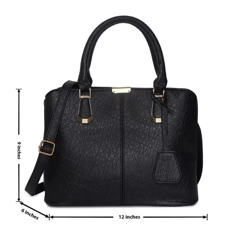Women's Leather Handbag (Black) – Image 5
